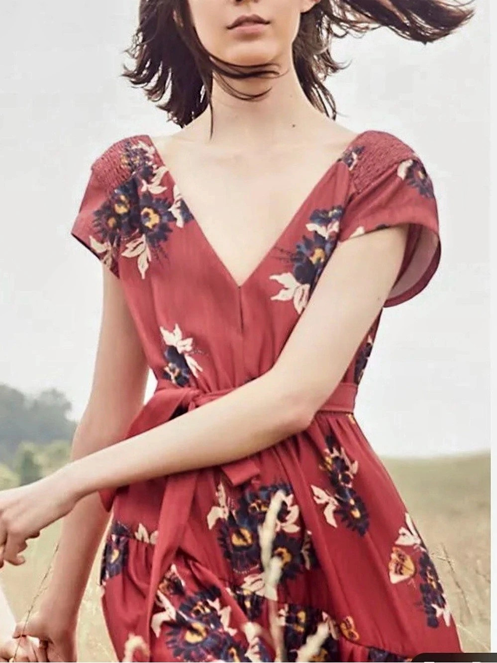 Free People All I Got Maxi Dress Red & Black SZ /M/L